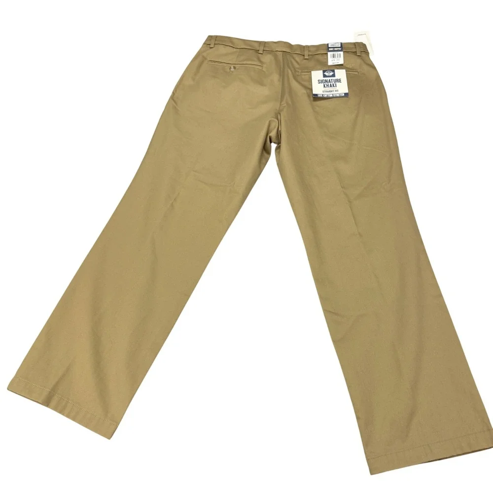 Dockers Signature Khaki Mens 36x30 Tan Straight Fit Lux Cotton Stretch MSRP $62